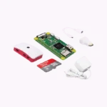 Kit Raspberry Pi Zero 2 W avec boîtier rouge et blanc, carte microSD et alimentation
