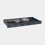 Rack de montage 19 pouces 1U pour Raspberry Pi 4, vu de dessus avec ports réseau et USB apparents