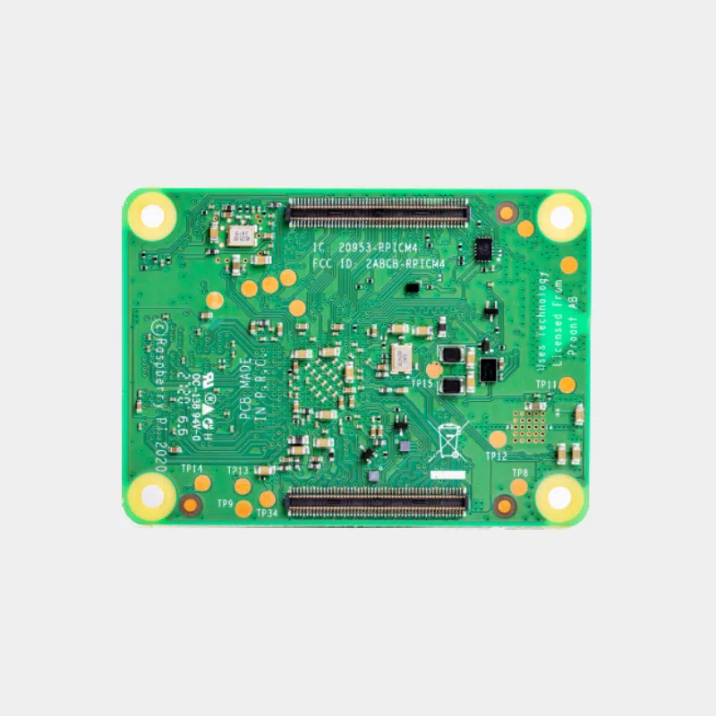 Carte Raspberry Pi Compute Module 4 vue de dessous avec ses connecteurs board-to-board