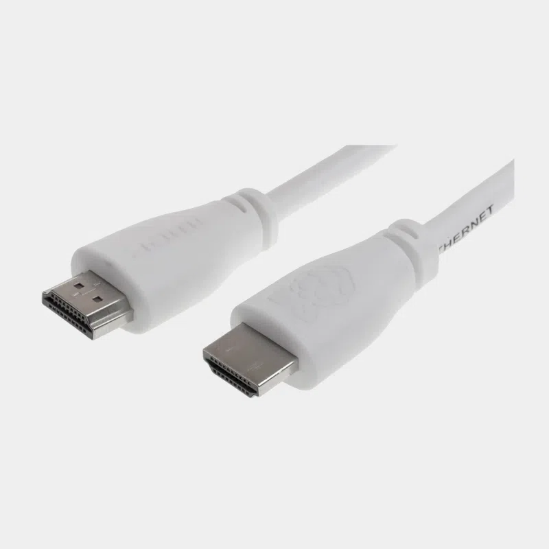 Câble HDMI blanc officiel Raspberry Pi avec connecteurs standard aux deux extrémités