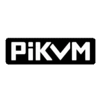 Retroflag 8 Logo PiKVM, texte blanc en lettres capitales sur fond noir aux coins arrondis