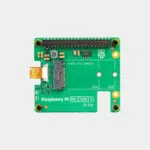 HAT+ M.2 vert pour Raspberry Pi 5, vu de dessus avec connecteur M Key et broches GPIO