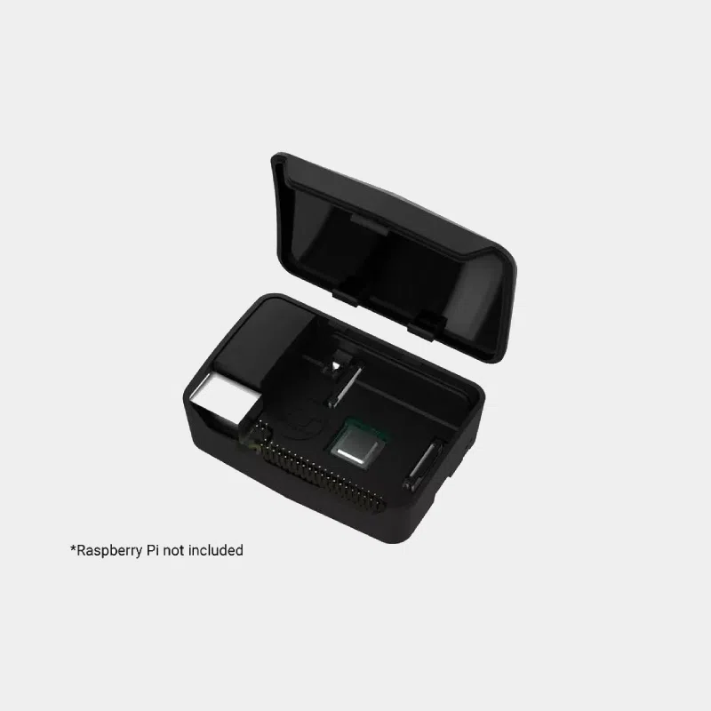 Boîtier ARGON Poly+ pour Raspberry Pi 4 entrouvert laissant apparaître l'emplacement de la carte