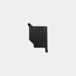 Plaque à ailettes noire du dissipateur pour Raspberry Pi 5, vue de dessous montrant les nervures