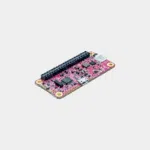 HAT PiJuice pour Raspberry Pi Zero, carte rose vue de profil avec connecteur GPIO 40 broches et pastilles dorées