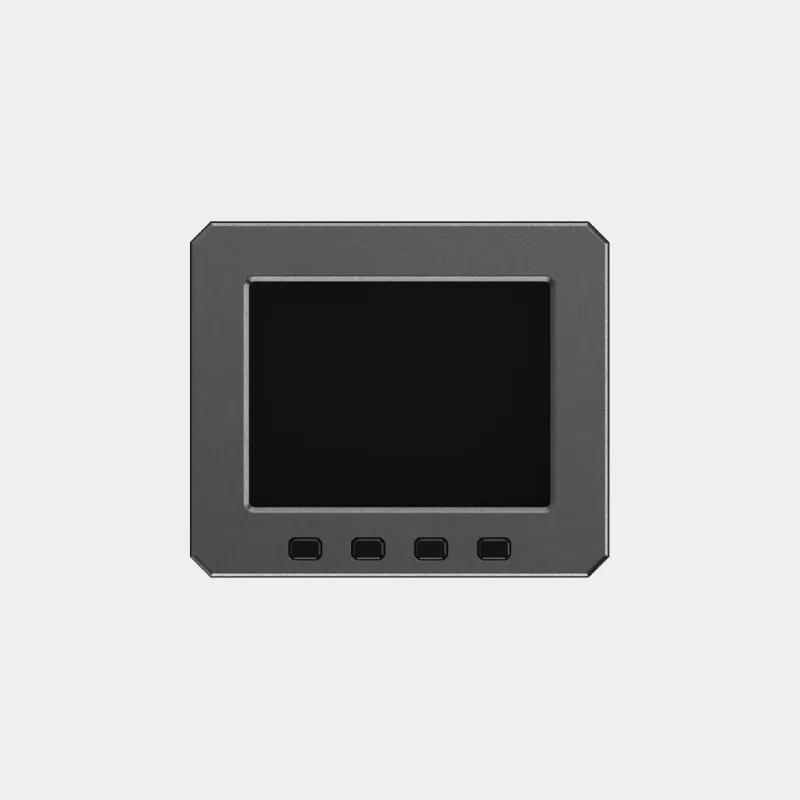 Module écran pour ARGON POD vu de face avec écran noir encadré de gris et ses boutons