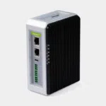 Passerelle IoT reComputer R1025-10 vue de trois quarts avec ports Ethernet et bornier à vis