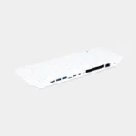 Clavier Raspberry Pi 500 vu de trois quarts avec connectique visible sur le côté droit