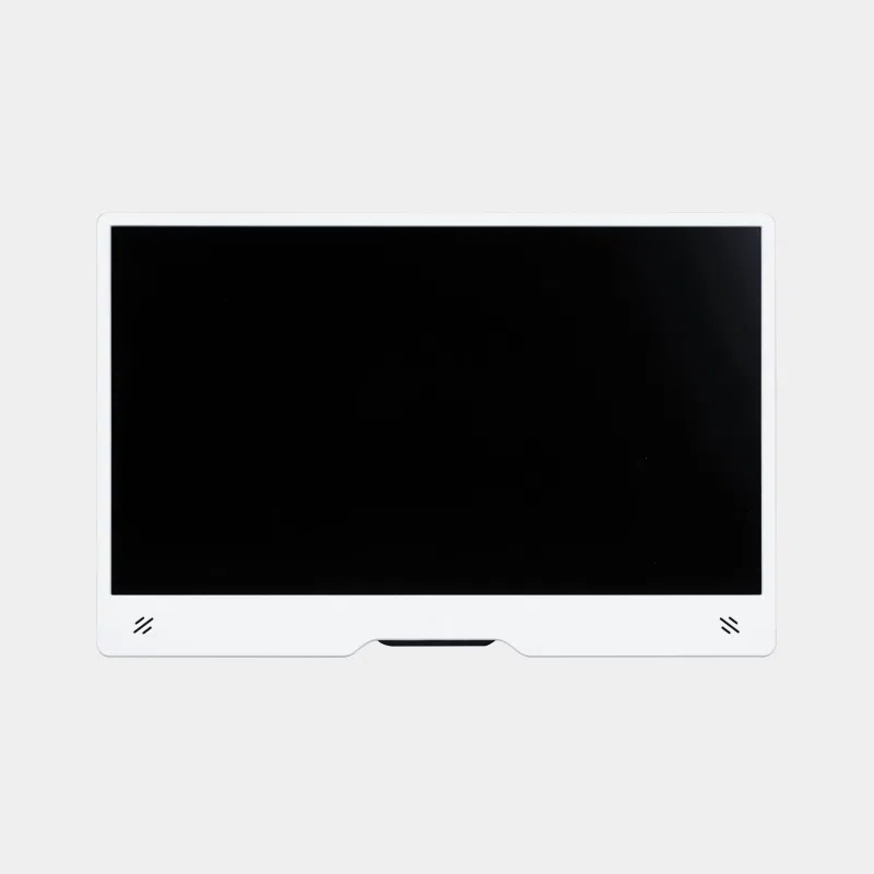 Écran Raspberry Pi Monitor éteint vu de face avec cadre blanc et pied intégré