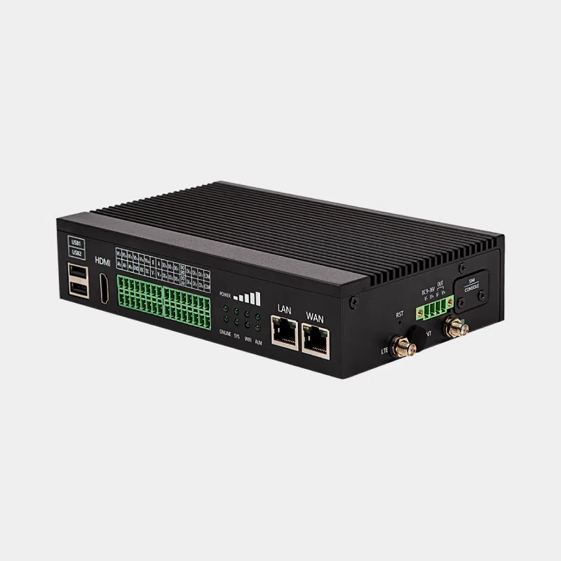 Passerelle Elastel EG500 vue arrière avec bornier d'entrées sorties et connecteurs antennes