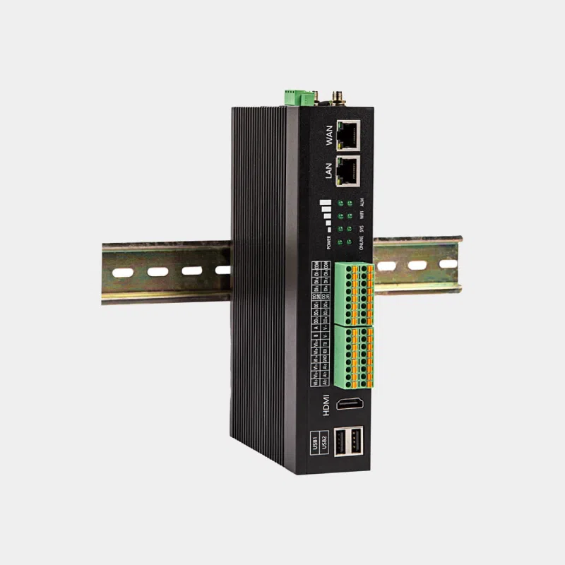 Passerelle Elastel EG500 vue de face avec ports LAN WAN, LED d'état et bornier