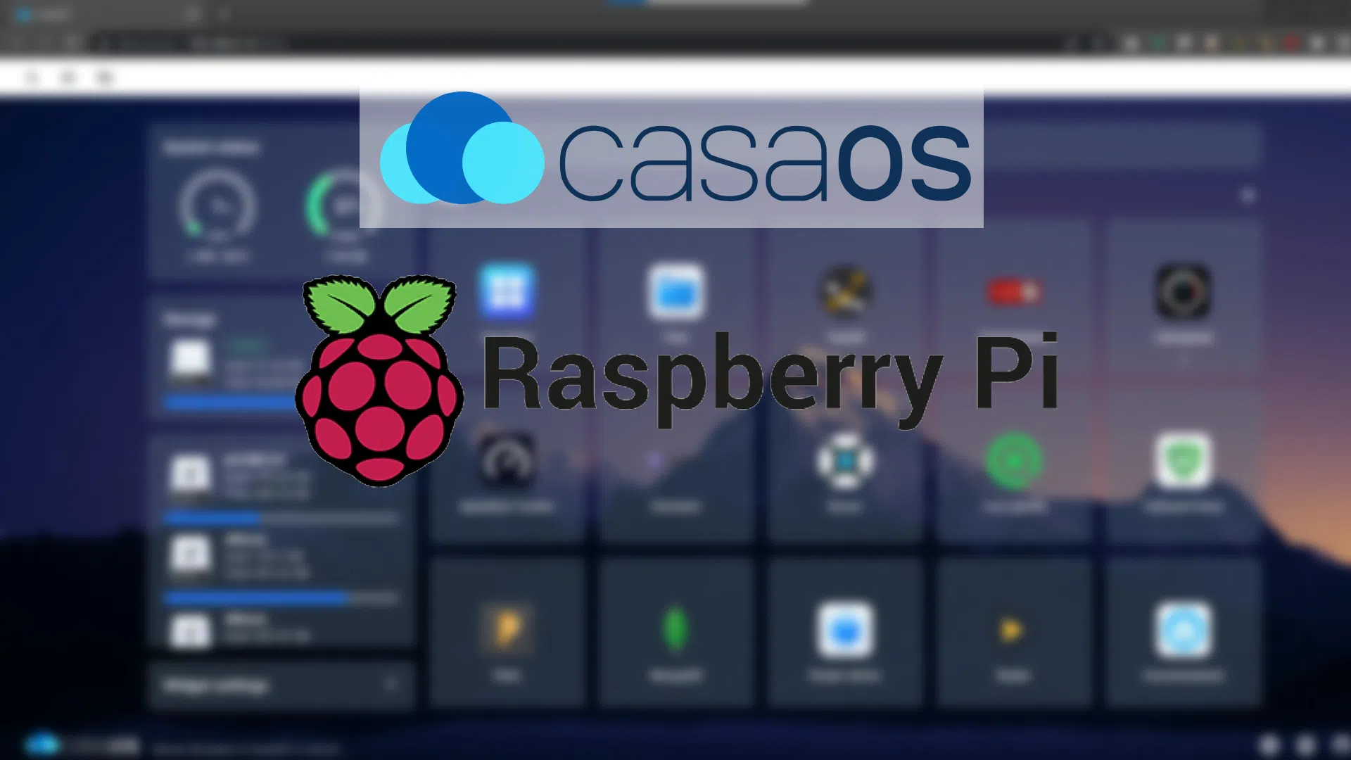 Bannière CasaOS et Raspberry Pi avec capture de l'interface bureau CasaOS