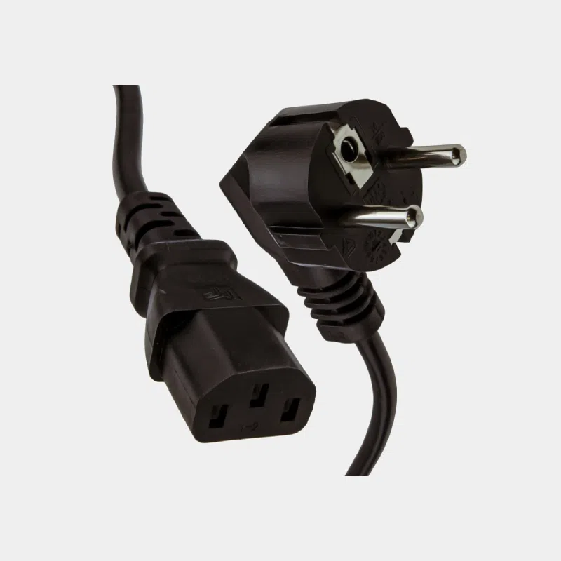 Câble d'alimentation secteur noir avec fiche schuko et connecteur IEC pour l'injecteur PoE+