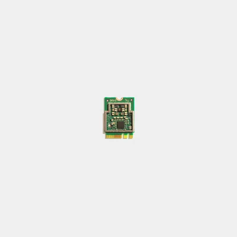 Module M.2 Google Coral A+E vu de dessus, connecteur à broches doré visible
