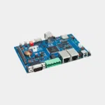 Banana Pi BPI-F2P vu de profil avec port série DB9, bornier à vis et ports Ethernet