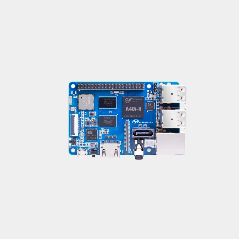 Banana Pi BPI-M2 Berry vu de dessus avec ports USB empilés, port Ethernet et connecteur GPIO