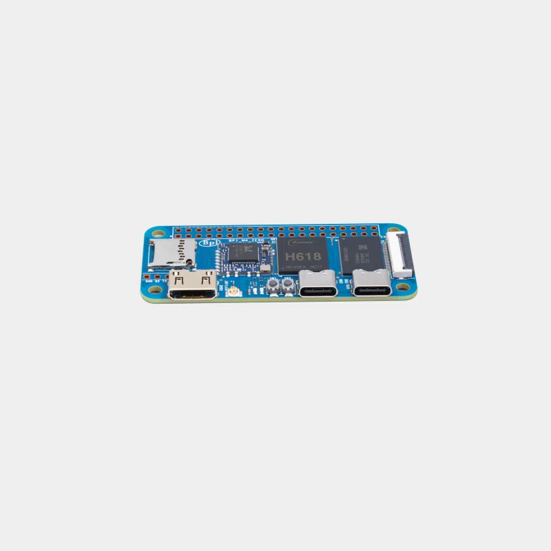 Carte Banana Pi BPI-M4 Zero bleue vue de dessus avec ports USB et HDMI mini