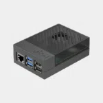 Boîtier Argon Poly+ pour Raspberry Pi 5 vu de face avec port Ethernet et ports USB