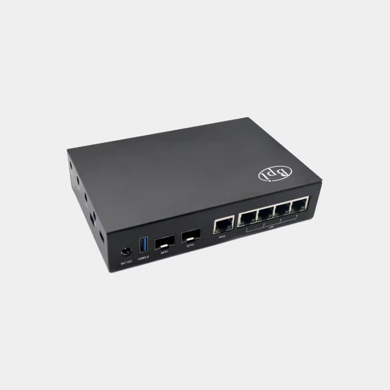Boîtier métallique noir pour Banana Pi BPI-R3 avec quatre ports Ethernet et USB
