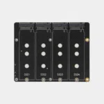 Extension M.2 PCIe 4 slots SSD pour Raspberry Pi 5 vue de dos avec emplacements SSD1 à SSD4