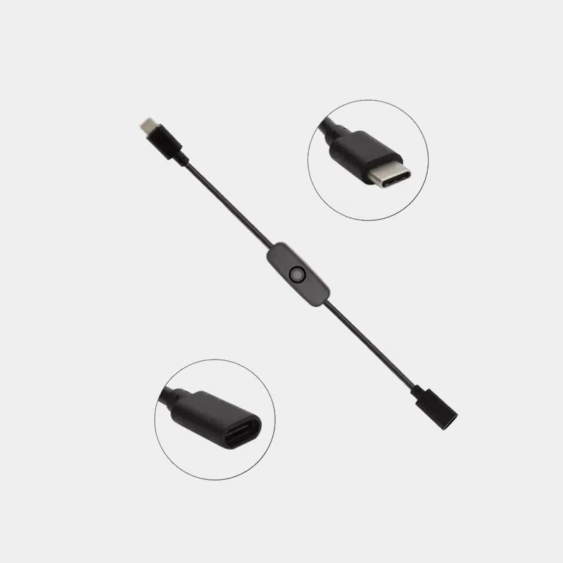 Interrupteur d'alimentation USB-C pour Raspberry Pi 4 avec bouton en ligne sur le câble