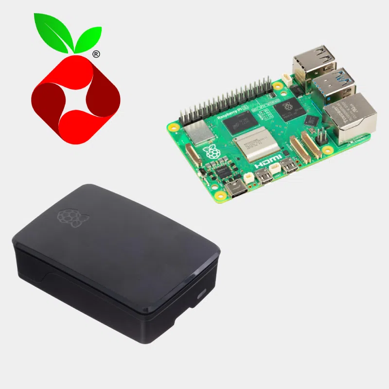 Kit Pi-hole Ready avec logo Pi-hole, carte Raspberry Pi 5 et boîtier noir