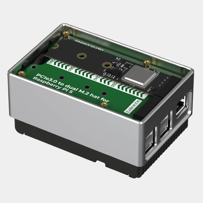 reComputer AI R2130-12, boîtier ouvert laissant voir la carte électronique interne