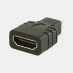 Adaptateur noir HDMI femelle vers micro-HDMI mâle, vu de face