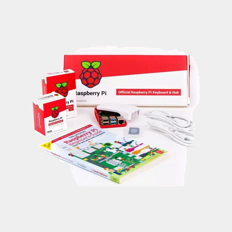 Kit Desktop Raspberry Pi 4 avec boîte officielle, clavier et guide illustré