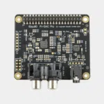 Carte DAC Audio IQaudio Pi-DAC Pro vue de dessus avec sorties RCA et jack 3,5 mm