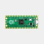 Carte Raspberry Pi Pico sans connecteurs, vue de dessus avec bouton BOOTSEL et port micro USB