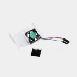 Ventilateur blanc avec support et petit dissipateur noir pour boîtier Raspberry Pi 4