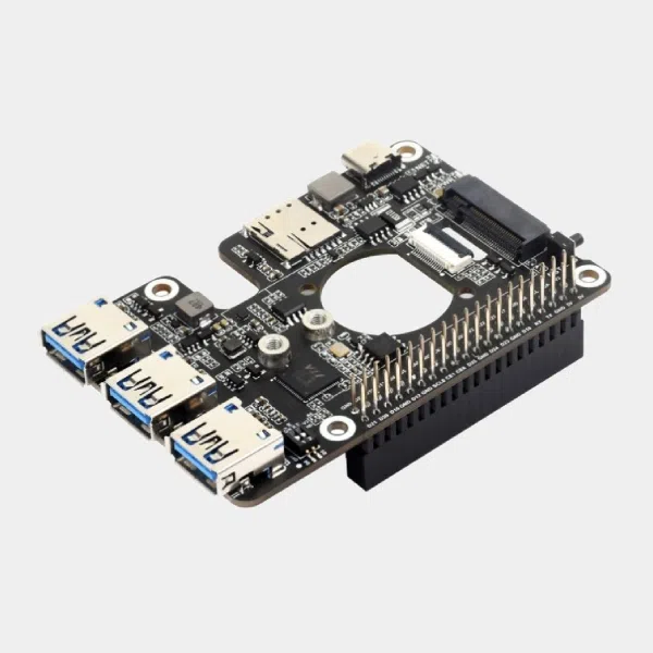 Carte d'extension PCIe vers M.2 4G/5G et USB 3.2 Waveshare avec ses trois ports USB 3.0