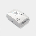 Capteur de qualité de l'air Dragino AQS01-L blanc avec grille de ventilation et étiquette QR code
