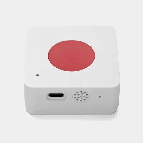 Bouton multifonction LoRaWAN Dragino PB01 avec touche rouge et port USB-C en façade