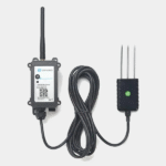 Capteur de sol Dragino SE01-LB avec boîtier à antenne relié par câble à la sonde à trois broches