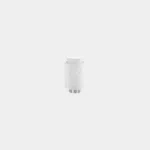 Vanne thermostatique connectée Zigbee Sonoff blanche, vue de face avec logo discret sur le corps
