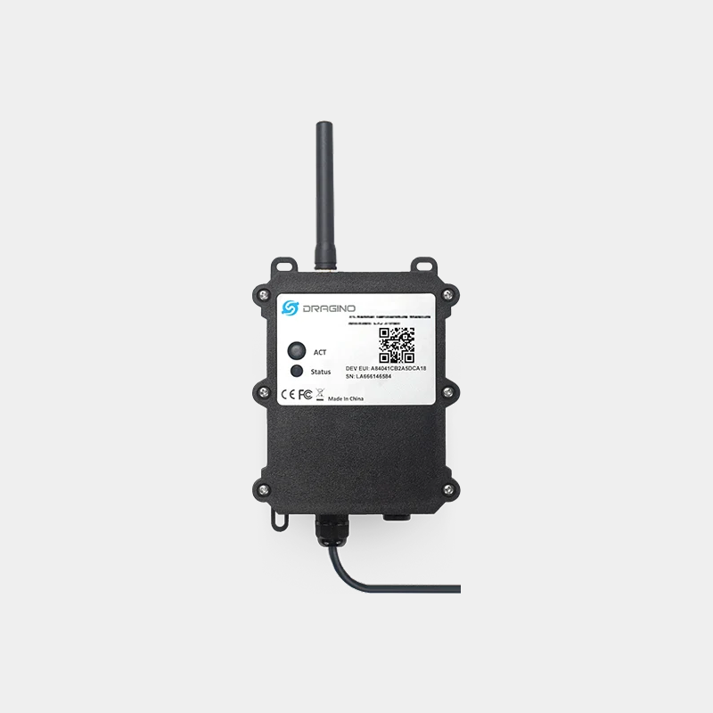 Dragino D20 : capteur de température extérieur LoRaWAN 2 Capteur Dragino LB2 noir avec antenne et sonde de température métallique