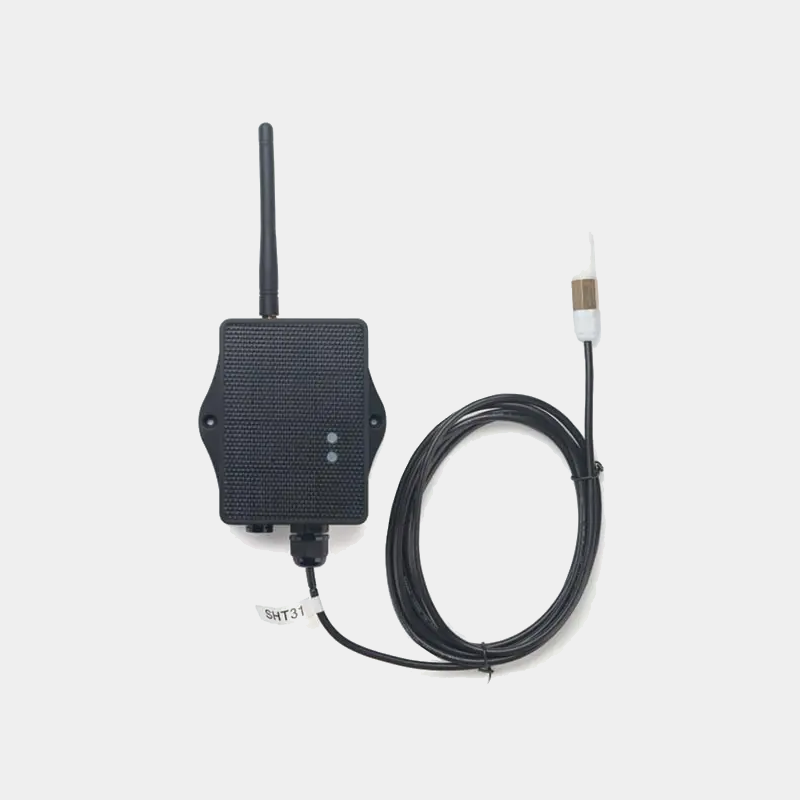 Capteur Dragino S31 noir avec antenne et sonde extérieure reliée par câble