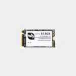 SSD NVMe M.2 2242 WaveShare 512 Go vu de dessus, étiquette de capacité et connecteur doré visibles