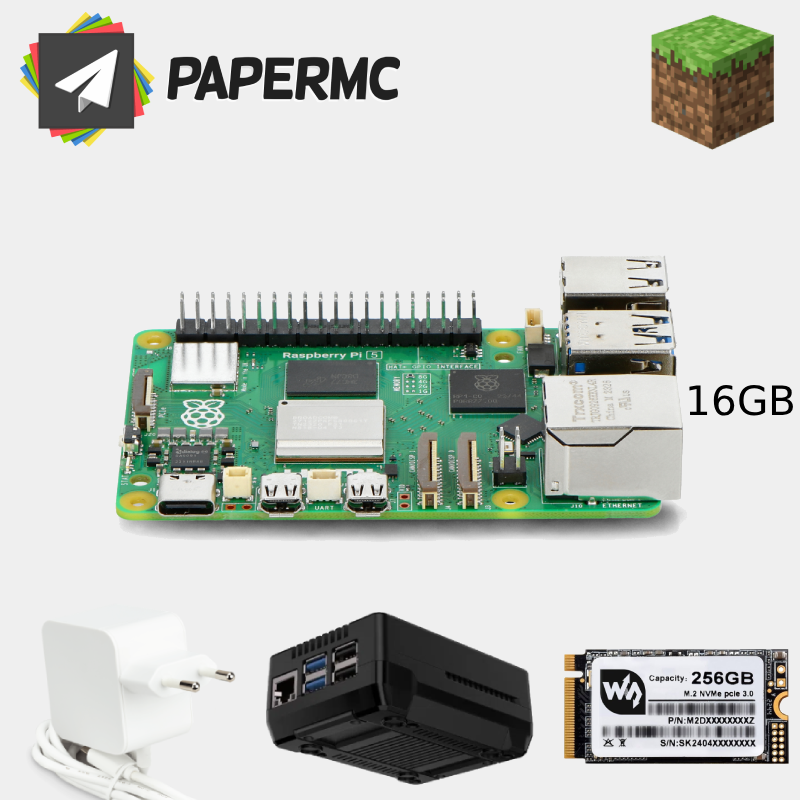 Kit Minecraft Pro – Serveur Raspberry Pi 5 16GB + NVMe 256 Go